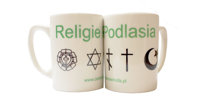 Kubek z symbolami religijnymi